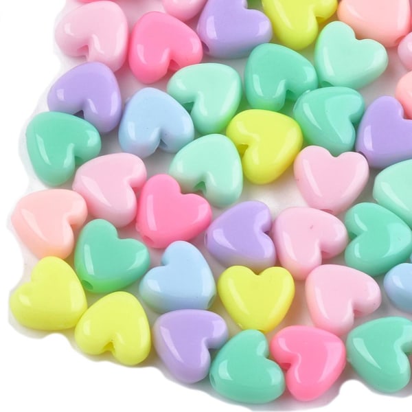 akryl hjärtan 95 pärlor blandfärger pyssel fina