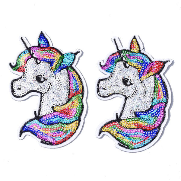 2 små tygmärken unicorn söta med bling
