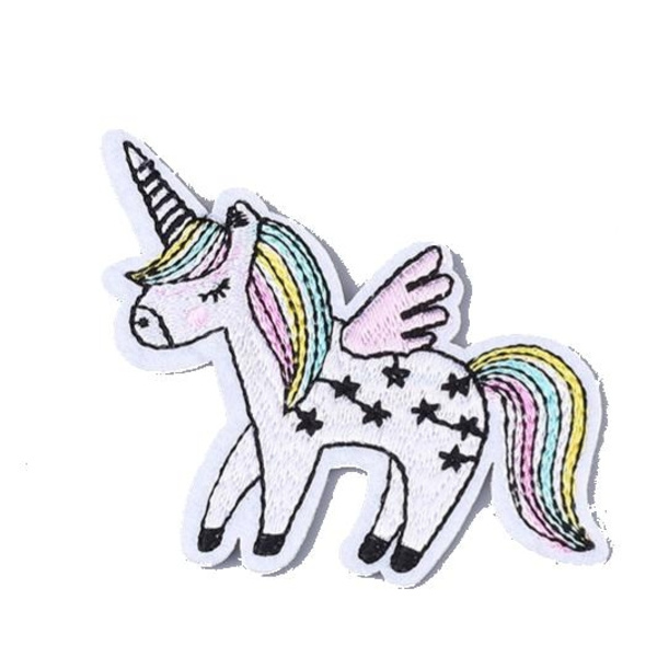 broderad tygmärken stryka på 2 unicorn