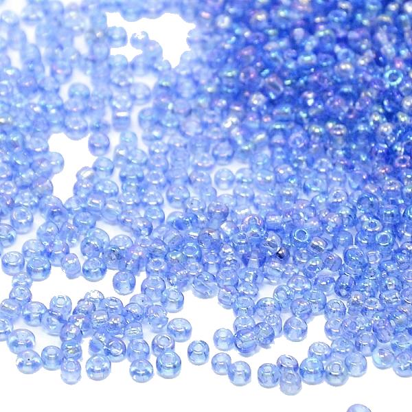 mini 2 mm blå olja glaspärlor glimmer