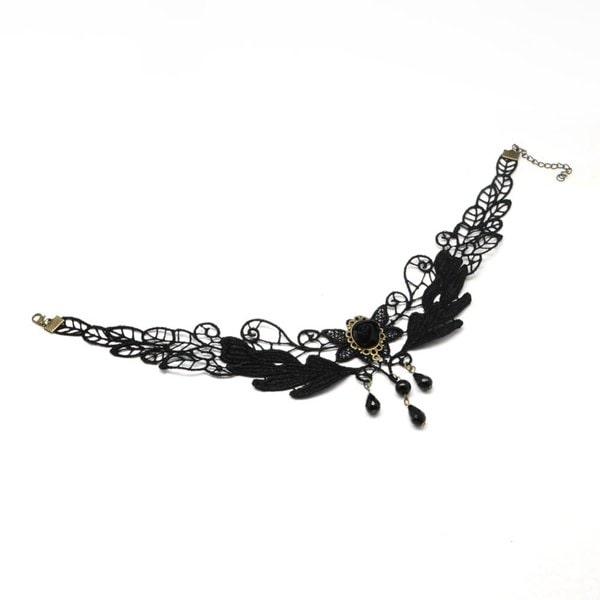 svart gothic spets choker