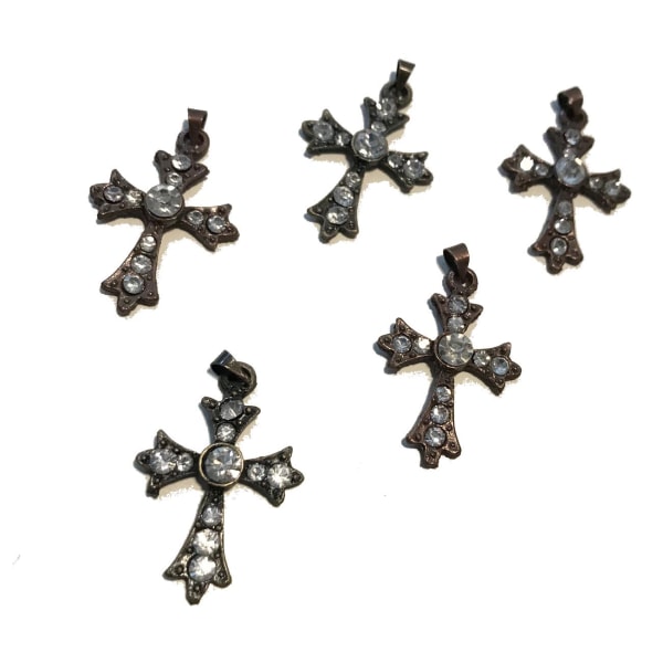 5 hängen strass gullig söt kors vintage