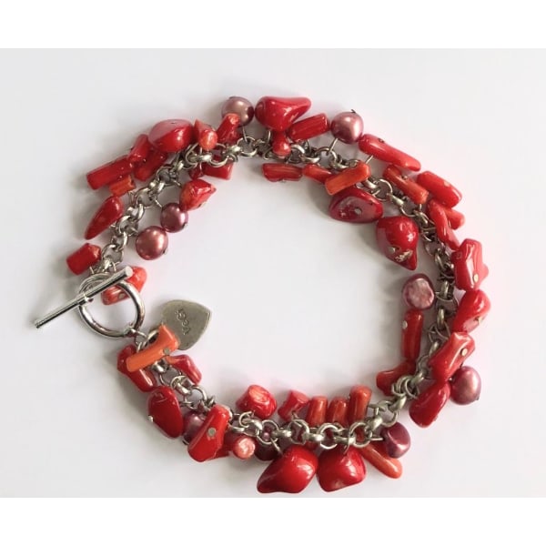 röd snäckskals hängande armband mode