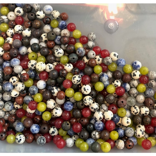 100 stenpärlor mix runda pärlor 6 mm
