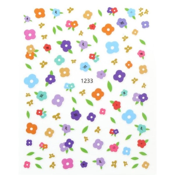 2 stora ark nagelstickers gulliga blommor