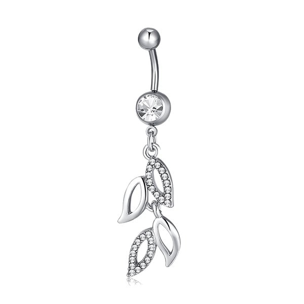 1 navelpiercing strass små blad