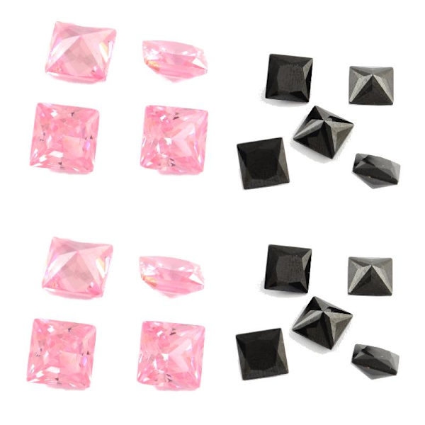 60 st kubic zirkonia strass rosa svart 6x6 mm