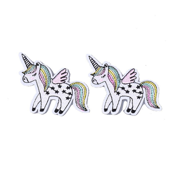 2 stycken stryka sy på tygmärken söt Unicorn