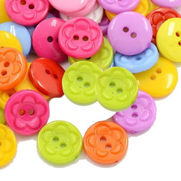 80 runda knappar 12 mm flerfärg