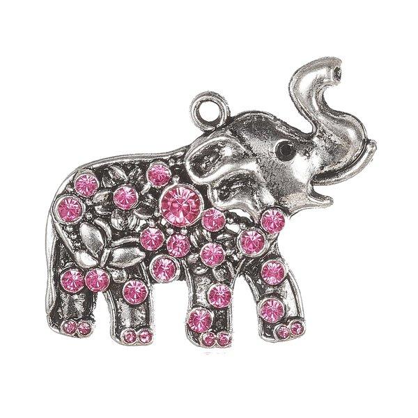 rosa strass elefant söt 1 hänge
