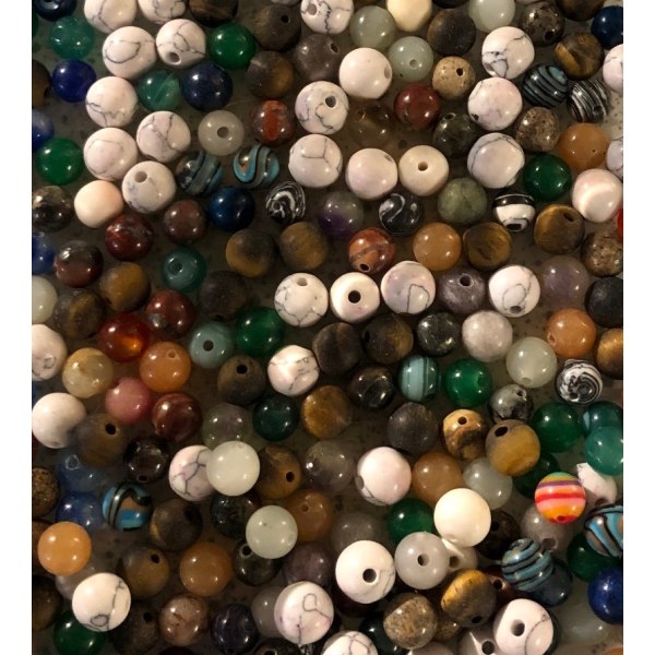250 blandat unika stenpärlor 6 mm