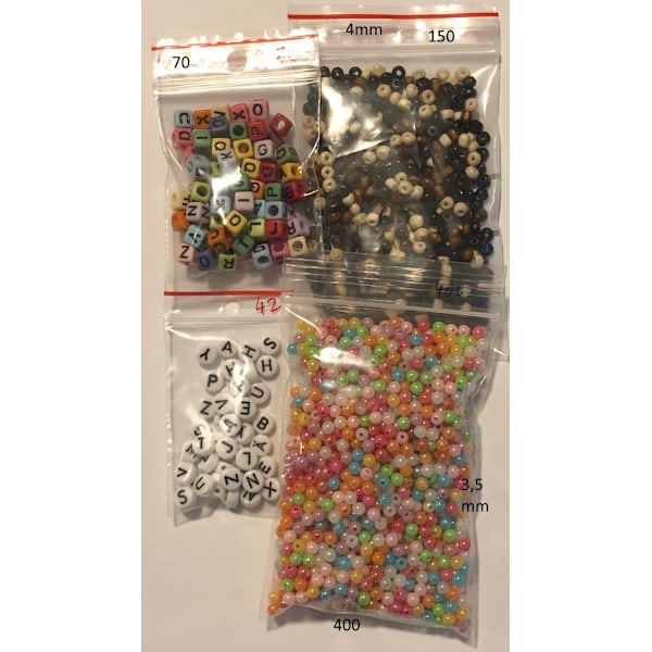 söta pyssel pärlor olika stort paket 660 styck
