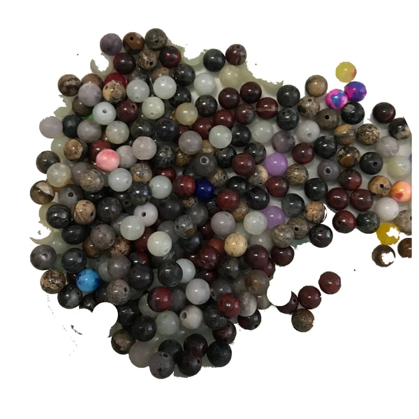 60 natursten mix runda pärlor 6 mm