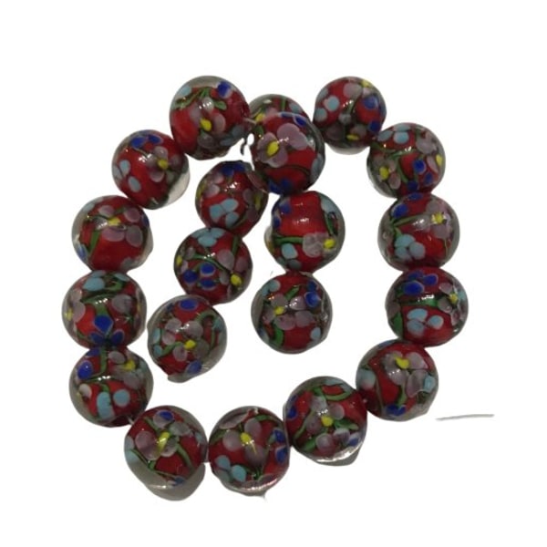 20 glaspärlor söta blommor lampwork