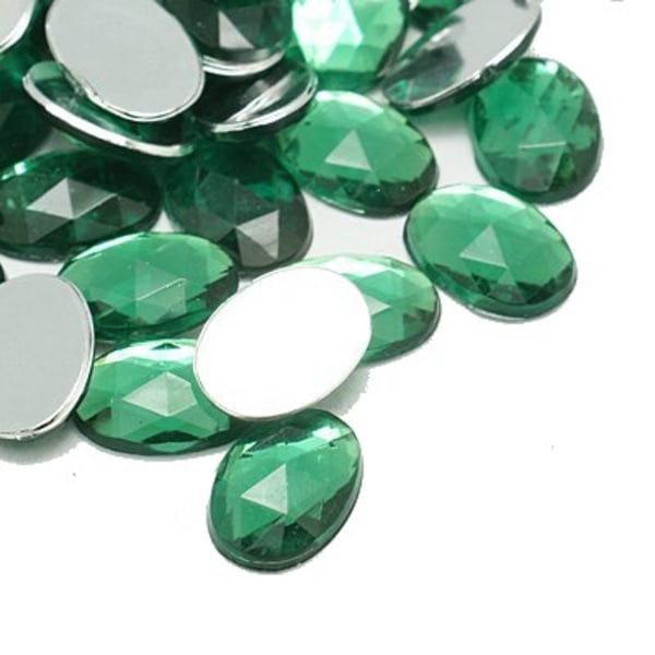 50 gröna  stora ovala cabochong akryl
