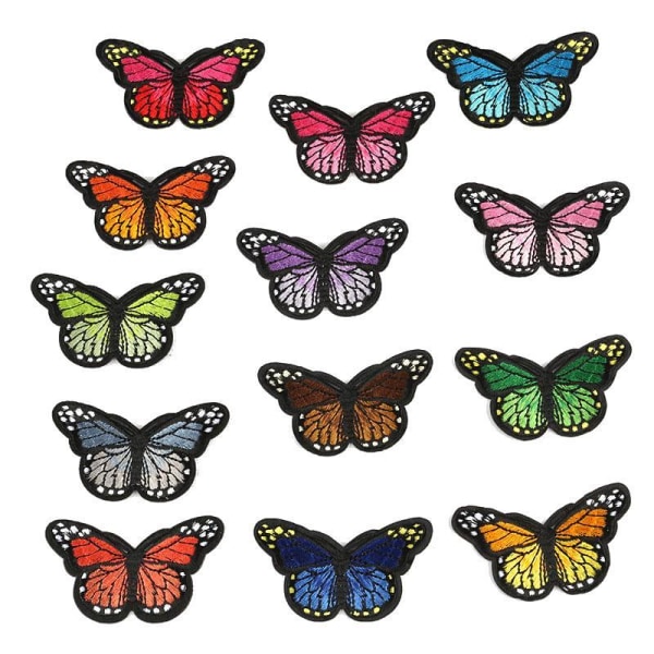 4 stryka sy på tygmärken fina fjärilar färgmix