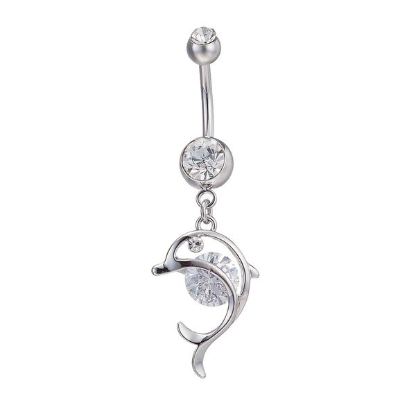 strass sten navelpiercing delfin gullig