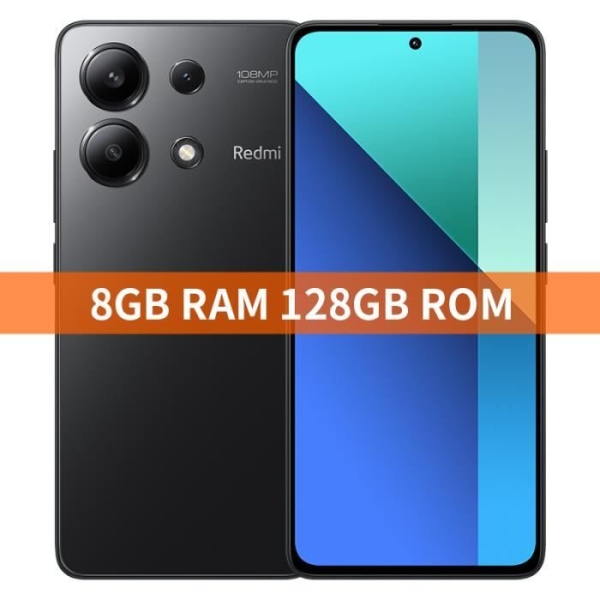 Xiaomi Redmi Note 13 4G Smartphone 8G+128GB svart Snapdragon® 685 108MP kamera AMOLED-skärm 120Hz 33W