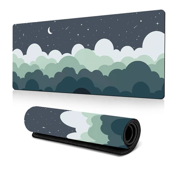 Stor stjernehimmel skyer musemåtte, skridsikker computer skrivebordsmåtte, M003/30x80x0.3cm