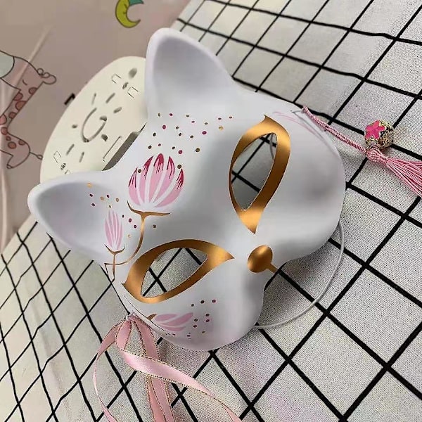 Fox Cosplay Mask Half Face Cat Mask Til Julefest Kostume Japansk Kitsune Mask Kabuki Masquerade Cat 1