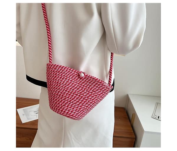 Håndstrik til kvinders skuldertaske Modehæklet strandtaske red