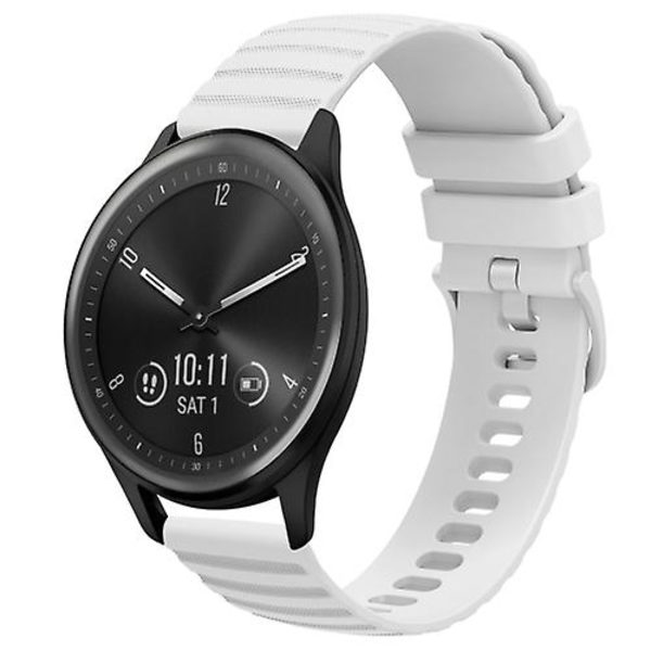 Til Garmin Vivomove Sport 20mm Wavy Dot Pattern Solid Color Silicone Watch Band White