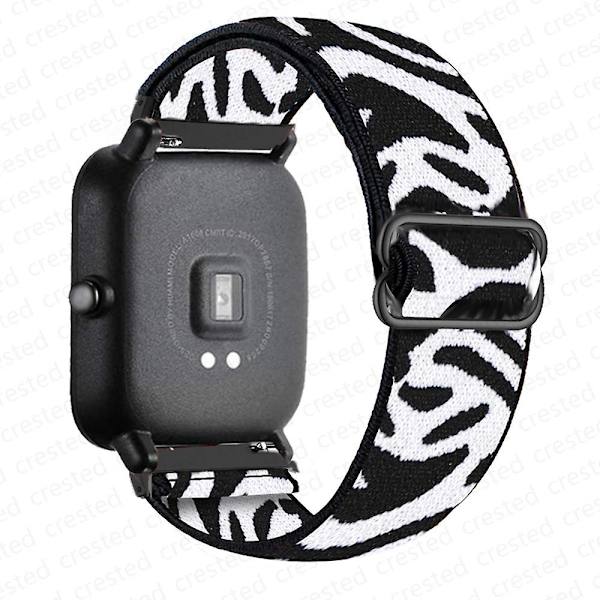 20mm/22mm band för Amazfit Gts 4//2/2e/3/gts2 Mini/gtr 4/3/ pro/gtr2/47mm/stratos Nylon Elastiskt watch Amazfit bipsband Zebra white 20mm