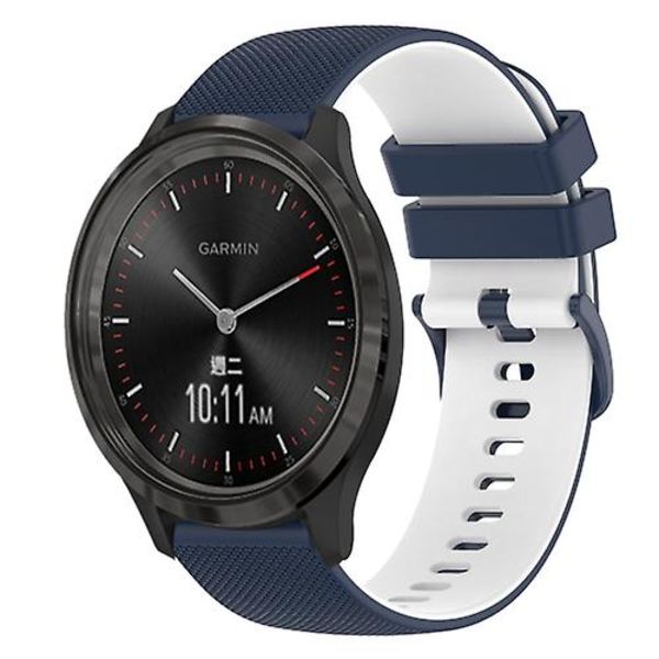 For Garminmove 3 20 mm rutete tofarget silikonklokkerem Dark Blue-White