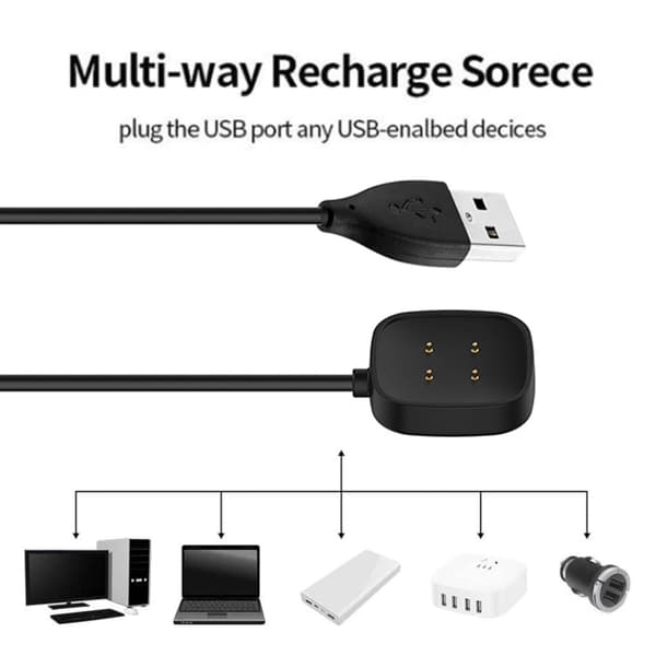 50 cm opladningsdock til Fitbit- Versa 3 Smart Watch Opladerkabel USB-opladningsdataholder
