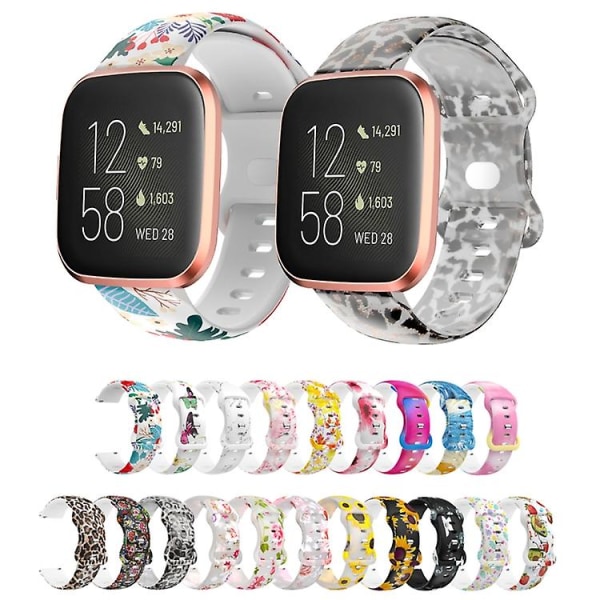 For Fitbit Versa Printing Butterfly Buckle Silicone Watch Band Colorful Butterflies