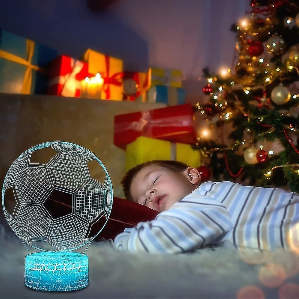 Fodbold 3D Lampe, LED Natlys Illusion Lamper 7 Farver Skiftende Touch Control USB Optisk Skrivebordslampe, Sengeborde Lamper Til Børn Jul Fødselsdag Bedste