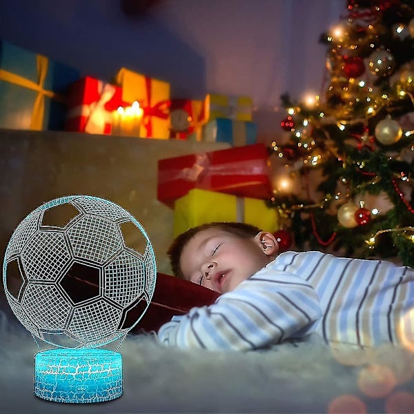 Fotboll 3d-lampa, LED-nattljus, illusionslampor, 7 färger, växlande touch-kontroll, USB-optisk skrivbordslampa, sänglampor för barn, julklapp, födelsedagspresent
