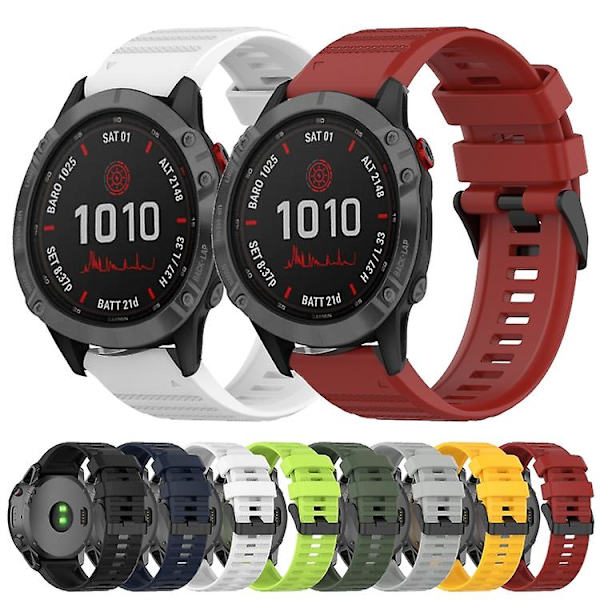 Til Garmin Fenix ​​6x Sapphire 26 mm horisontal tekstur silikone urrem med afmonteringsværktøj Black