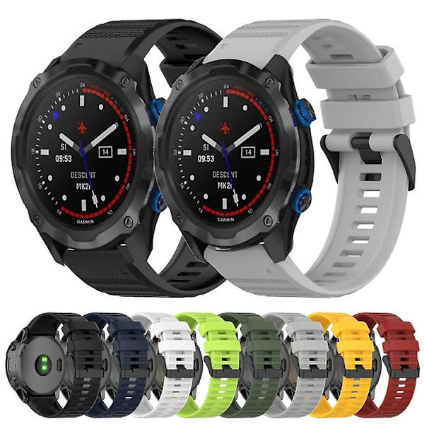 Til Garmin Descent Mk 2 26 mm horisontal tekstur silikone urrem med værktøj til fjernelse White