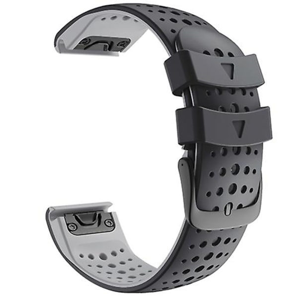For Garmin Fenix ​​7 Tofarget silikon med runde hull med hurtigutløserklokke Black Grey