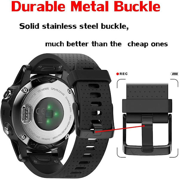 Udskiftningsrem til Fenix ​​5s Plus/fenix 6s Pro/fenix 7s/d2 Delta S Smartwatch (sølvspænde-mørkeblå) Black