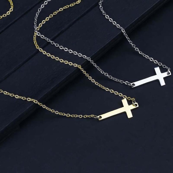 Ny mode kors vedhæng halskæde til kvinder mænd rustfrit stål religiøs tro smykker guld farve choker smykker gaver