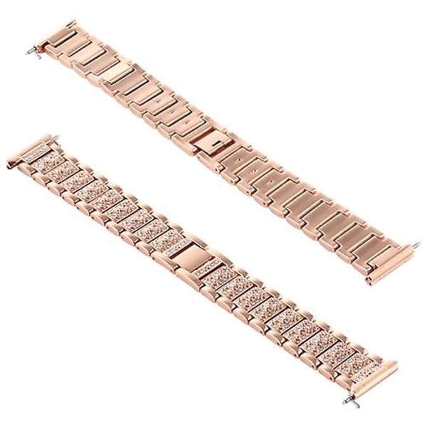 För Fitbit Versa watch i rostfritt stål med diamantbeslag Rose Gold