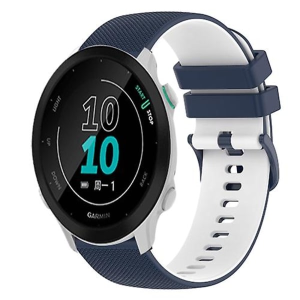 Til Garmin Forerunner 158 20 mm ternet tofarvet silikoneurrem Dark Blue-White