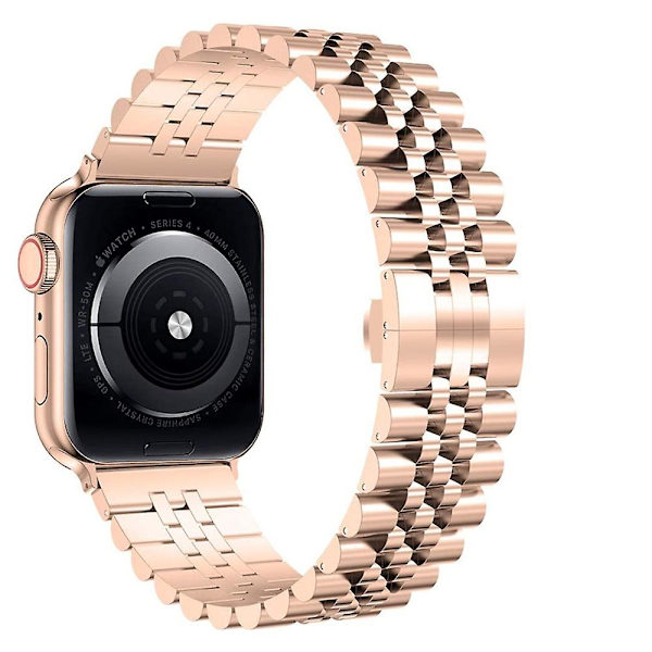 Metallrem för Apple Watch 49 mm 40 mm 41 mm 42 mm 44 mm 45 mm Lyxarmband i rostfritt stål Tillbehör för Iwatch 8 7 6 5 4 3 2 Se Rose gold For 38mm 40mm 41mm