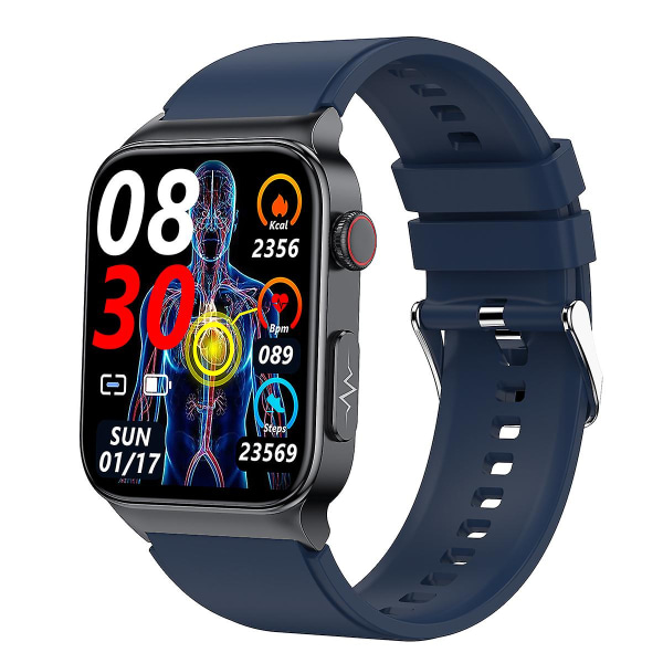 Ny E500 Blodsocker Smart Watch EKG-övervakning Blodtryck Kroppstemperatur Smartwatch Herr Ip68 Vattentät Fitness Tracker - Smart Watches Blue