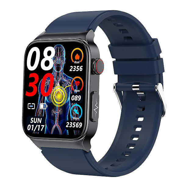 Ny E500 Blodsukker Smart Klokke Ekg Overvåking Blodtrykk Kroppstemperatur Smartwatch Menn Ip68 Vanntett Fitness Tracker - Smartklokker Blue