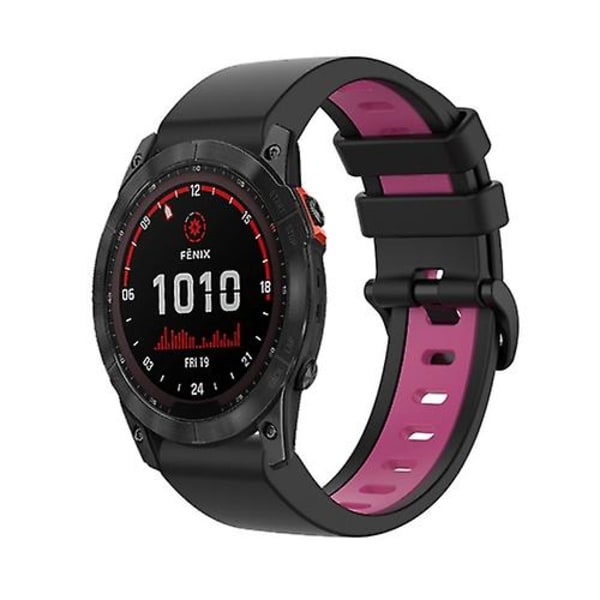 För Garmin Fenix ​​7x Solar 26mm Silicone Sports Watch Black-Pink