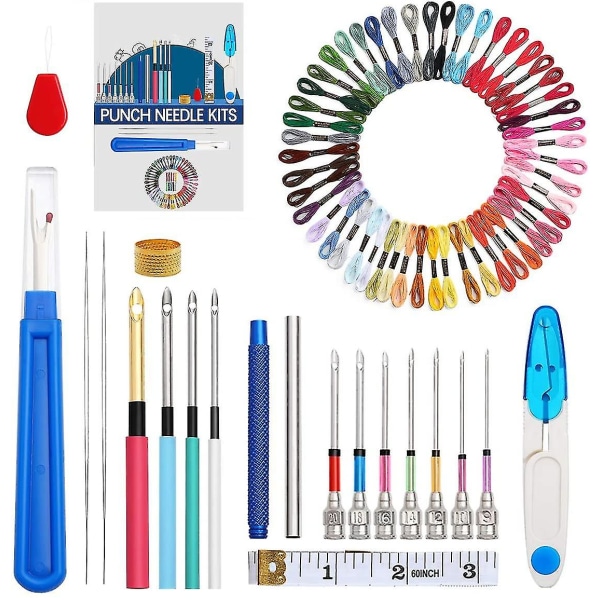 71 stk Punch Needle Sett, Brodery Stitching Pen Kit Punch Needle Craft Tool Set For Broderi Supplies Floss Poking Cross Stitching Nybegynnere