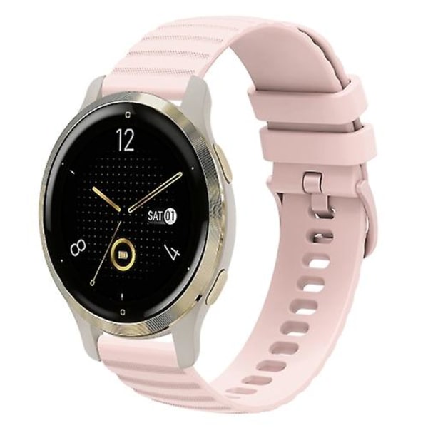 För Garmin Venu 2s 18 mm vågigt prickigt enfärgat watch Pink