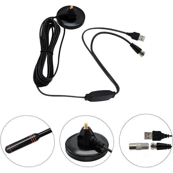 Digital TV-antenn DVB-T2 Bärbar inomhus utomhus TV DTMB-antenn med 5m kabel