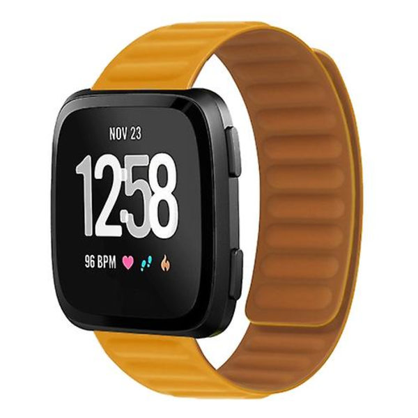 Til Fitbit Versa 4/3/Sense 2 20mm magnetisk silikoneurrem Orange Yellow
