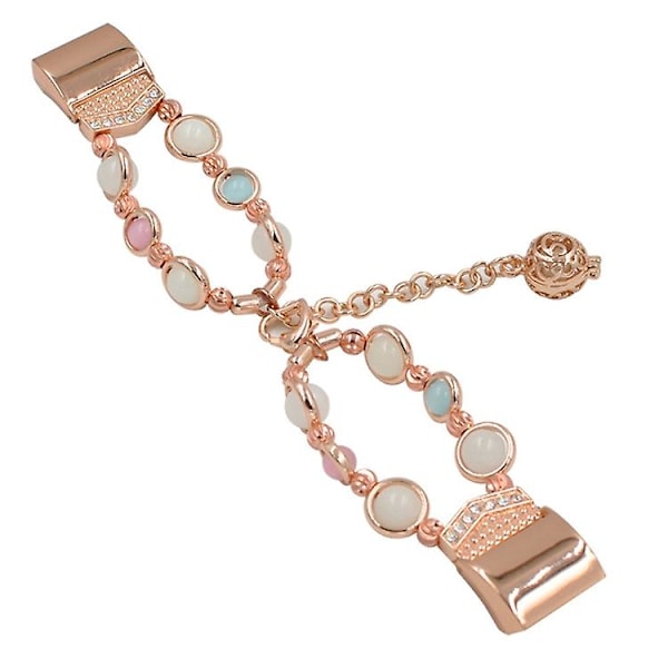 För Fitbit Charge 5 Agate Luminous Bead Steel Watch Band Rose Gold