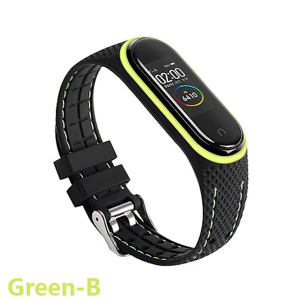 Silikonihihna Xiaomi Mi Band 6 7 5 3 4 Lisävarusteet Urheilurannekkeen Vaihtovyö Correa Ranneke Mi Band 7 6 Nfc Ranneke Green-B Mi band 3 4