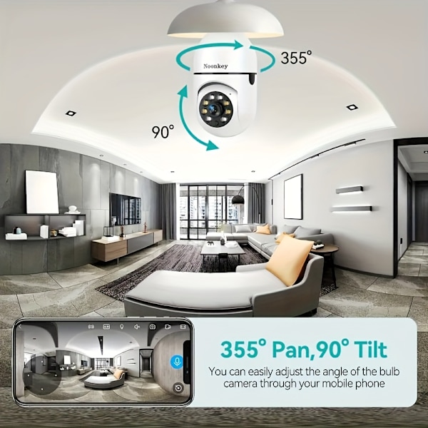 Trådløst kamera Smart WiFi pære sikkerhedskameraer PTZ kontrol, bevægelsesdetekteringsalarmer